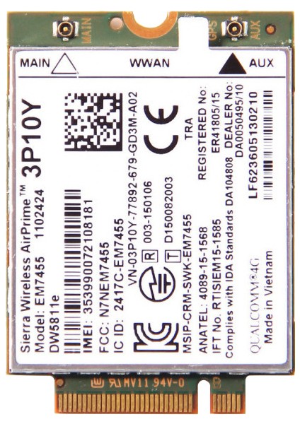 Kablosuz EM7455 Lte 4g Ngff Modülü DW5811E 3P10Y 300 M Para E7270 E7470 E7370 E5570 Sem Fio Fdd/tdd Lte 4g Cat6 GOBI6000 + (Yurt Dışından)