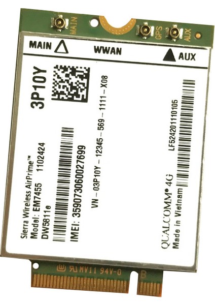 Kablosuz EM7455 Lte 4g Ngff Modülü DW5811E 3P10Y 300 M Para E7270 E7470 E7370 E5570 Sem Fio Fdd/tdd Lte 4g Cat6 GOBI6000 + (Yurt Dışından)