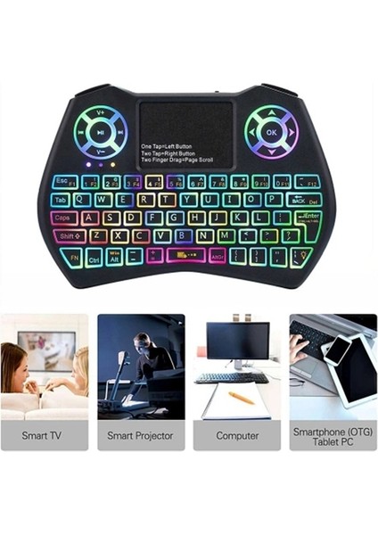 Android Tv Kutusu Pc Projektör Için Dokunmatik Yüzey Fare Uzaktan Kumandalı 2.4 Ghz LED Rgb Arkadan Aydınlatmalı Kablosuz Klavye (Yurt Dışından) fiyatları