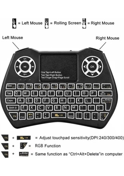 Android Tv Kutusu Pc Projektör Için Dokunmatik Yüzey Fare Uzaktan Kumandalı 2.4 Ghz LED Rgb Arkadan Aydınlatmalı Kablosuz Klavye (Yurt Dışından) fırsatları