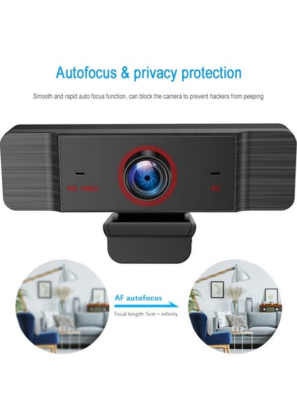 K2 Web Kamerası 1080P Full Hd 2 Web Kamerası Bilgisayar Masaüstü Dizüstü Bilgisayar Için Mikrofon Cmos USB Web Kamerası (Yurt Dışından)
