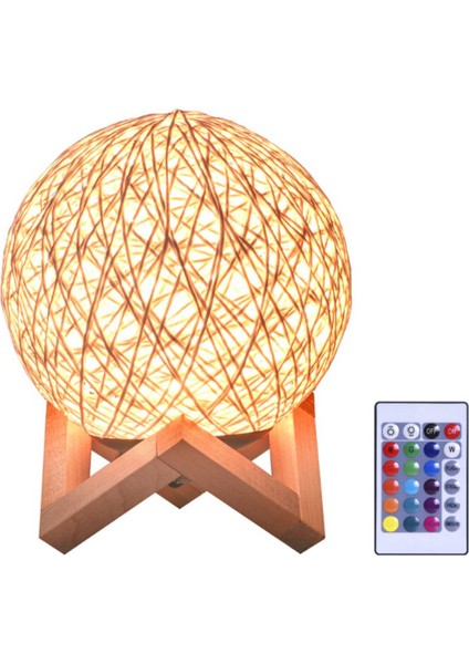 LED Rattan Topu Sabit Kısılabilir 3D Işık Gece Lambası Ay Starlight Masa Yatak Odası Lampu Tidur (Yurt Dışından)