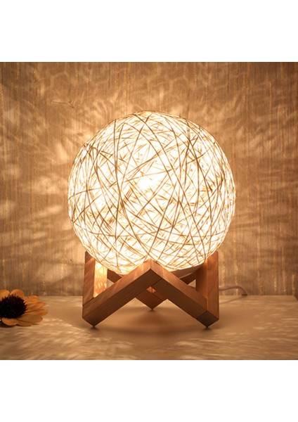 LED Rattan Topu Sabit Kısılabilir 3D Işık Gece Lambası Ay Starlight Masa Yatak Odası Lampu Tidur (Yurt Dışından)