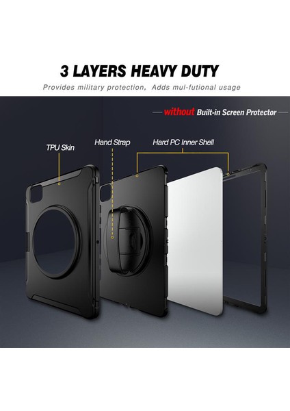 2020 Pro 12,9 Inç Tablet Pc Kılıfı, Saplı ve 360 Derece Dönen Kickstand Tablet Standı Kılıfı Için (Yurt Dışından)