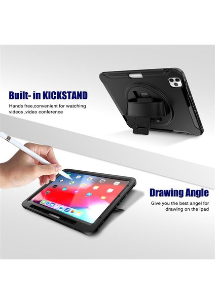 2020 Pro 12,9 Inç Tablet Pc Kılıfı, Saplı ve 360 Derece Dönen Kickstand Tablet Standı Kılıfı Için (Yurt Dışından)