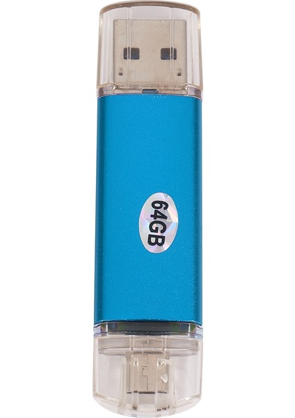 64 GB Renkli Metal Kasa USB 3.0 Flash Sürücü Otg Pendrive Mikro－usb Sopa Harici Depolama Memory Stick Android Mavi (Yurt Dışından)