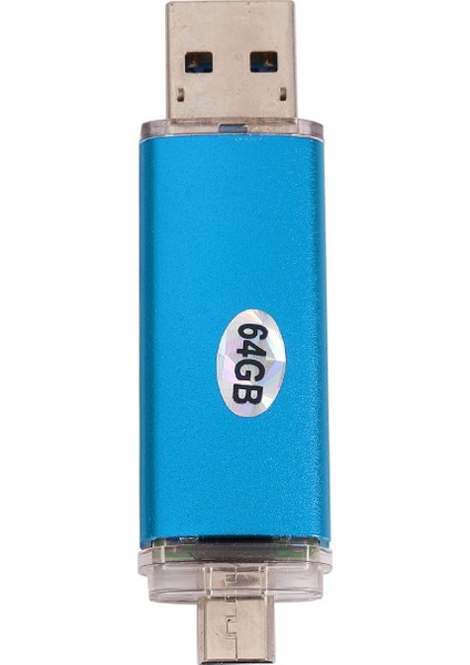 64 GB Renkli Metal Kasa USB 3.0 Flash Sürücü Otg Pendrive Mikro－usb Sopa Harici Depolama Memory Stick Android Mavi (Yurt Dışından)