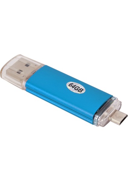 64 GB Renkli Metal Kasa USB 3.0 Flash Sürücü Otg Pendrive Mikro－usb Sopa Harici Depolama Memory Stick Android Mavi (Yurt Dışından)