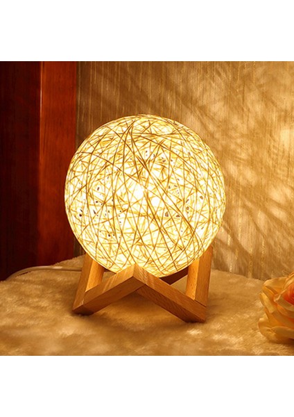 LED Rattan Topu Sabit Kısılabilir 3D Işık Gece Lambası Ay Starlight Masa Yatak Odası Lampu Tidur (Yurt Dışından)