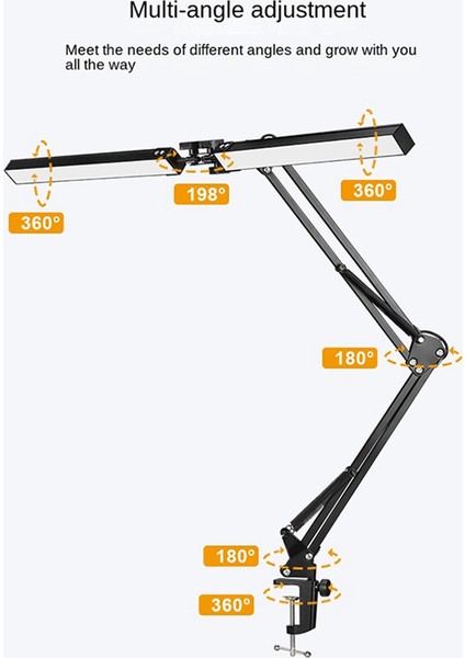 Kelepçeli Masa Lambası Çift Mimar LED Göz Koruması Modern Işık 10 Parlaklık 3 Renk (Yurt Dışından)