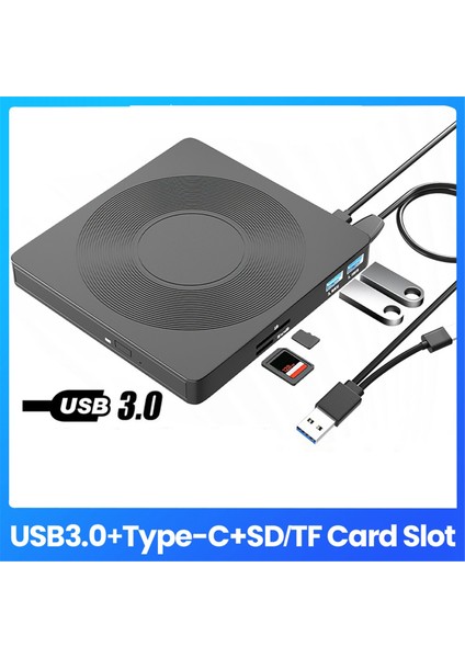 6 In1 Harici Cd/dvd Sürücüsü Usb3.0 Tip C CD DVD Rw VCD Optik Sürücü Sd Tf Kart Okuyucu ile Pc Dizüstü Bilgisayar Için DVD Yazıcı (Yurt Dışından)