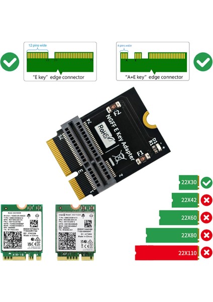 AX200/201/210 Wifi Kartı Dikey Kurulumu Için M.2 Ngff E-Anahtardan E-Anahtara Dönüştürme Adaptör Kartı (Yurt Dışından) fırsatları