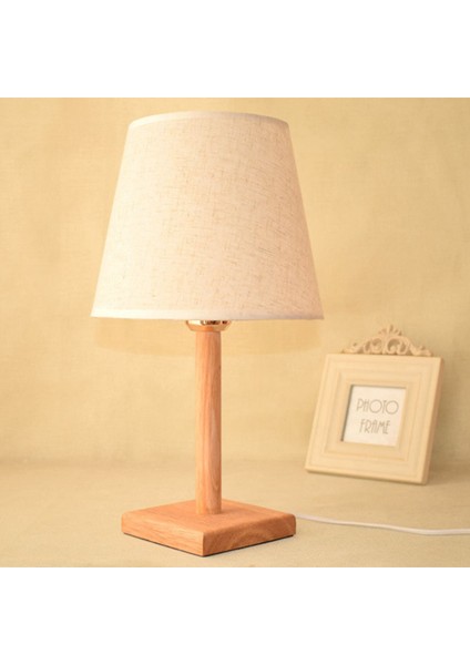 Modern Japon Ahşap Keten Başucu Minimalist Masa Lambası E27 Ac 110V 220V Abd, Ab Tak Öğrenci Yatak Odası Kapalı Kare Taban (Yurt Dışından)