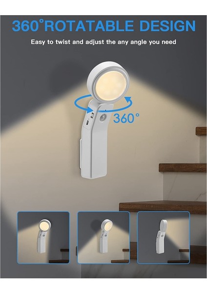 Hareket Sensörlü LED Gece Lambası, USB Şarj Edilebilir Lamba, Kabin 3 Mod (6 Led, Sıcak Işık) (Yurt Dışından) indirimleri