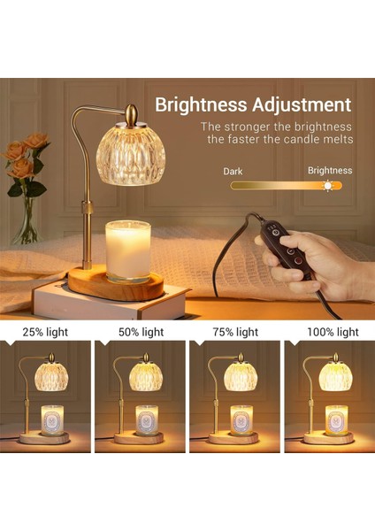 Mum Isıtıcı, Zamanlayıcılı ve Dimmerli Isıtıcı Lamba Yüksekliği Ayarlanabilir Kokulu Mumlar Us Plug Altın (Yurt Dışından) modelleri