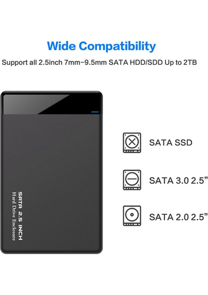 HDD Kutusu 2.5 Inç Sata USB 3.0 Adaptörü Sabit Disk Muhafazası SSD Disk HDD Kutusu Kasa Hd Harici HDD Muhafaza (Yurt Dışından)