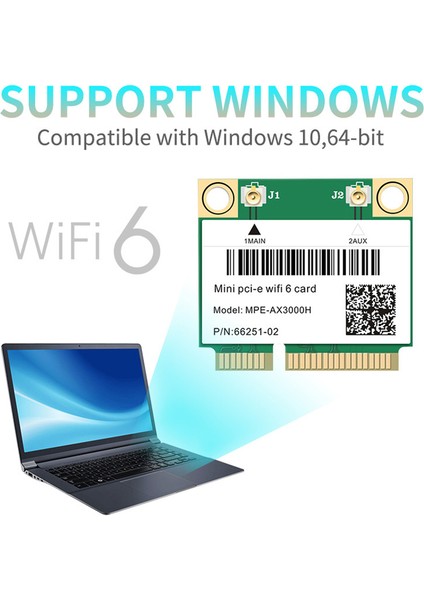 2974MBPS Wifi 6 Mini Pcı-E Kart 2.4g/5ghz Bluetooth 5.0 Kablosuz Ağ Wlan Wifi Kartı 802.11AX/AC Windows 10 Dizüstü Bilgisayar (Yurt Dışından)