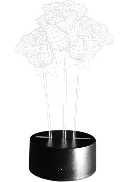 Renk Gül 3D Işık LED Oturma Masa Lambası Mikro USB Yatak Odası Başucu Sevgilisi Sevgililer Eşi Hediye Için Ruh Hali (Yurt Dışından)