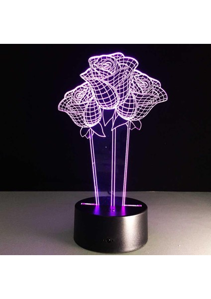 Renk Gül 3D Işık LED Oturma Masa Lambası Mikro USB Yatak Odası Başucu Sevgilisi Sevgililer Eşi Hediye Için Ruh Hali (Yurt Dışından)