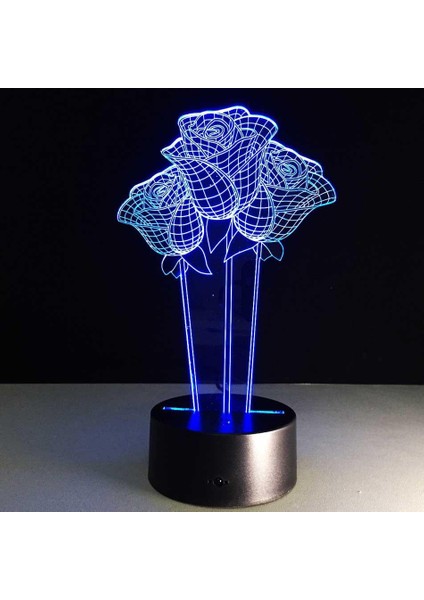 Renk Gül 3D Işık LED Oturma Masa Lambası Mikro USB Yatak Odası Başucu Sevgilisi Sevgililer Eşi Hediye Için Ruh Hali (Yurt Dışından)