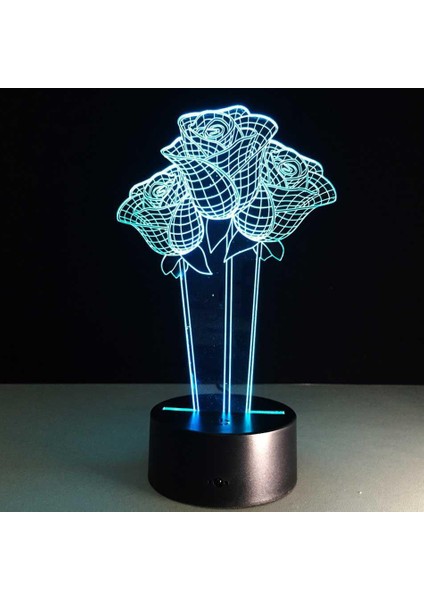 Renk Gül 3D Işık LED Oturma Masa Lambası Mikro USB Yatak Odası Başucu Sevgilisi Sevgililer Eşi Hediye Için Ruh Hali (Yurt Dışından)