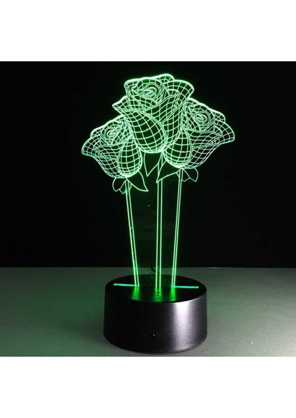 Renk Gül 3D Işık LED Oturma Masa Lambası Mikro USB Yatak Odası Başucu Sevgilisi Sevgililer Eşi Hediye Için Ruh Hali (Yurt Dışından)