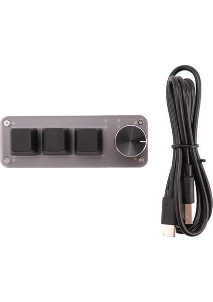 Üç Anahtar USB Kablolu Mini Klavye Topuzu Mekanik Klavye Dizüstü Bilgisayar Için Hızlı Ofis Ses Kontrolü Klavye Siyah (Yurt Dışından)