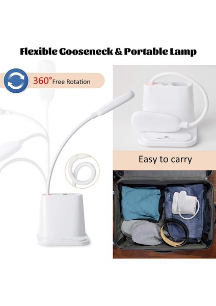 LED Masa Lambası, Kalem Tutucu ve Telefon Standı, Işık, Masa USB Bağlantı Noktası, Yatak Odası Okuma Beyaz Için Basın Kontrolü (Yurt Dışından) fırsatları