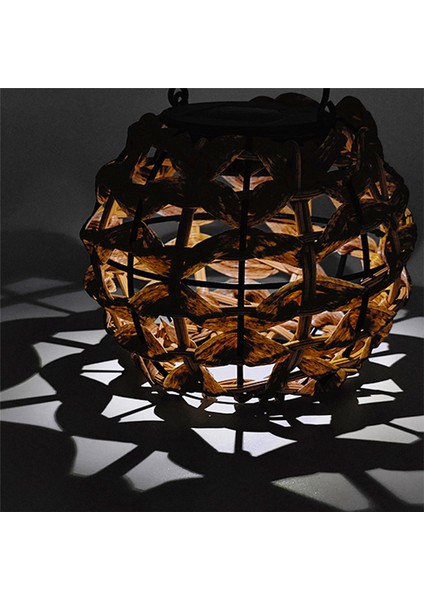 Güneş Rattan Işık, Saplı Dokuma Dış Mekan Fener, Su Geçirmez LED Sarkıt, Çim Teras, Avlu, Sundurma (Yurt Dışından)