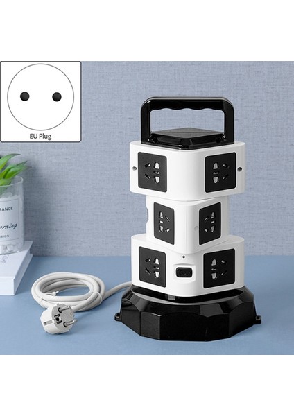 USB 2500W 10A 6,5 Feet Uzatma Kablosu ile Güç Şeridi Ev Ofis Için 360 ° Dönme Dalgalanma Koruyucusu, Typeb-Eu Fiş (Yurt Dışından)