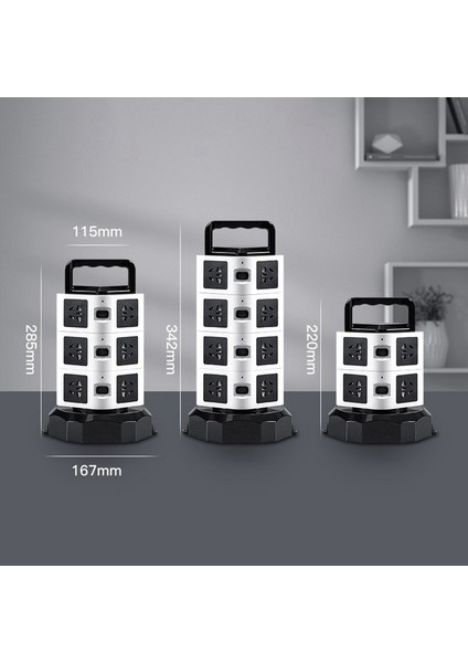 USB 2500W 10A 6,5 Feet Uzatma Kablosu ile Güç Şeridi Ev Ofis Için 360 ° Dönme Dalgalanma Koruyucusu, Typeb-Eu Fiş (Yurt Dışından)