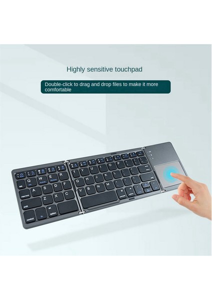 Bluetooth Klavye Katlanır Kablosuz Tuş Takımı Dokunmatik Yüzey Ios/android/windows Tablet Cep Telefonu Klavye Siyah (Yurt Dışından)