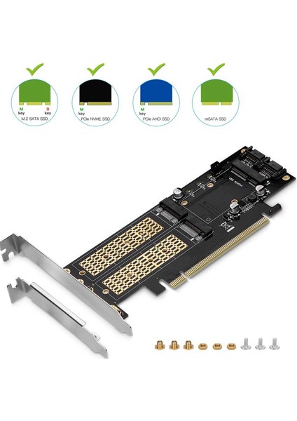 3'ü 1 Arada Ngff ve Msata SSD Adaptör Kartı, M.2 Nvme - Pcıe/ M.2 Sata SSD - Sata Iıı/ Msata - Sata Dönüştürücü Ekspres Kart (Yurt Dışından)