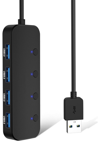 USB 3.0 Hub ,,windows Dizüstü Bilgisayarlar Için Anahtar ve Gösterge Işıklı 4 Bağlantı Noktalı USB Dağıtıcı Veri Merkezi (Yurt Dışından)