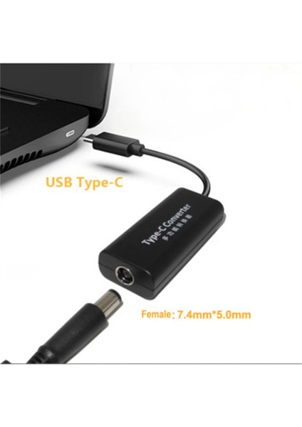 Dizüstü Bilgisayar Güç Jak Konnektörü Dc Güç Adaptörü Dönüştürücü 7.4x5.0mm Dişi Dizüstü Bilgisayar Için USB C Tipi Jak Dönüştürücü (Yurt Dışından)