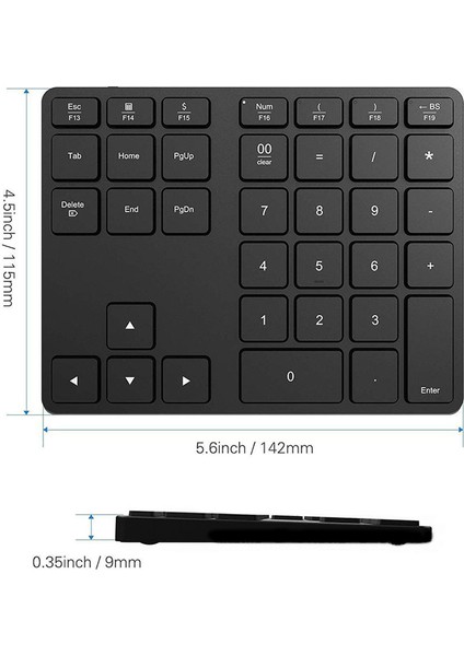 Alüminyum Alaşımlı Bluetooth Kablosuz Sayısal Tuş Takımı 35 Tuşlar Muhasebe Teller Için Dijital Klavye Windows Ios Os Android Pc Tablet Dizüstü Bilgisayar (Gri) (Yurt Dışından)