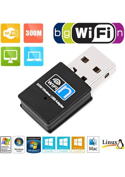 Kablosuz Mini USB Wifi Adaptörü 802.11N 300 Mbps Usb2.0 Alıcı Dongle Ağ Kartı Masaüstü Dizüstü Pc Için (Yurt Dışından) indirimleri