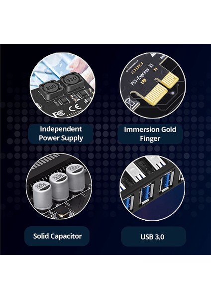 7 Bağlantı Noktalı USB 3.0 Pcı Express Adaptör Kartı USB Genişletme Kartı, Pc Için Pcıe Yükseltme Kartı, Linux / Windowsxp/ 7/ 8/ 8.1/ 10 (Yurt Dışından)