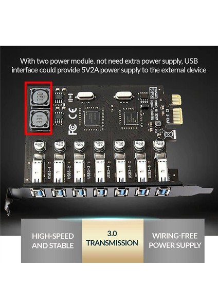 7 Bağlantı Noktalı USB 3.0 Pcı Express Adaptör Kartı USB Genişletme Kartı, Pc Için Pcıe Yükseltme Kartı, Linux / Windowsxp/ 7/ 8/ 8.1/ 10 (Yurt Dışından)