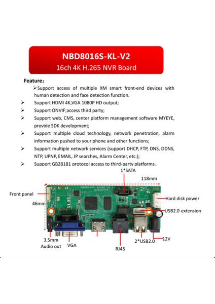 H265/H264 16CHX4K 5mp Nvr Ağ Dijital Video Kaydedici Hareket Algılama Için 1 Sata Kablosu P2P Xmeye Güvenlik (Yurt Dışından)