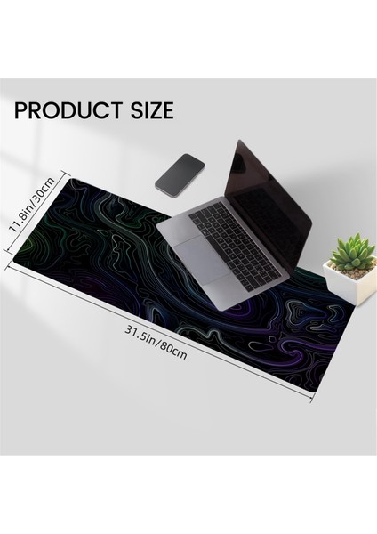Masa Için Topografik Büyük Oyun Mouse Pad, 3mm Kaymaz Tabanlı 31.5X11.8 Inç Klavye Bilgisayar Mat (Yurt Dışından) indirimleri