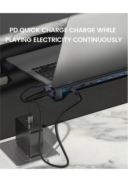 10-In-1 USB C Hub Çok Bağlantı Noktalı Ayırıcı Adaptör USB Type-C - 3.0usb PD100W Yerleştirme Istasyonu Dizüstü Bilgisayar Standı (Yurt Dışından)