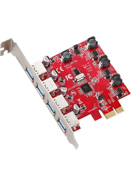 Pci-E - USB 3.0 Genişletme Kartı Güç Kaynağı Pcie - 4 Bağlantı Noktalı USB Adaptör Kartı Yüksek Hızlı Masaüstü Pcie Kartı (Yurt Dışından)