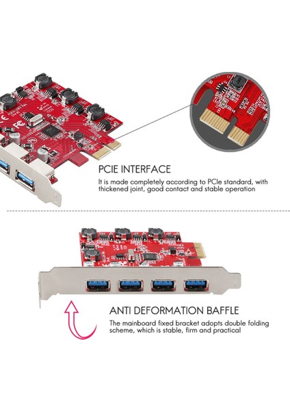 Pci-E - USB 3.0 Genişletme Kartı Güç Kaynağı Pcie - 4 Bağlantı Noktalı USB Adaptör Kartı Yüksek Hızlı Masaüstü Pcie Kartı (Yurt Dışından) indirimleri