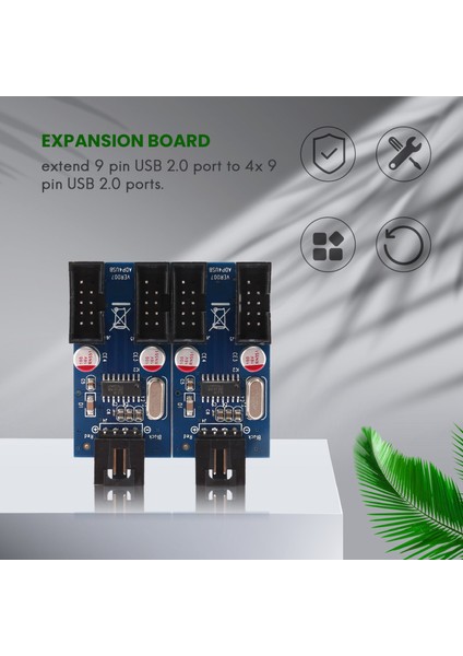 Anakart 9-Pin USB Başlık Çoğaltıcı 9-Pin USB 2.0 Bağlantı Noktasını 4x9-Pin USB 2.0 Bağlantı Noktası Genişletme Kartı Ayırıcıya Genişletme (Yurt Dışından) fırsatları