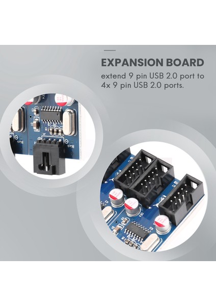 Anakart 9-Pin USB Başlık Çoğaltıcı 9-Pin USB 2.0 Bağlantı Noktasını 4x9-Pin USB 2.0 Bağlantı Noktası Genişletme Kartı Ayırıcıya Genişletme (Yurt Dışından) indirimleri