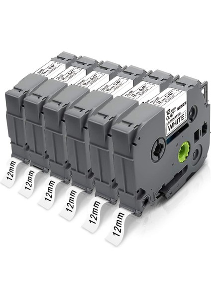 Adet 12MM 0.47 Beyaz Bant Siyah Şerit Beyaz Arka Plan Üzerinde Yazıcı Etiket Bant Şerit ile Uyumlu TZ231 (Yurt Dışından)