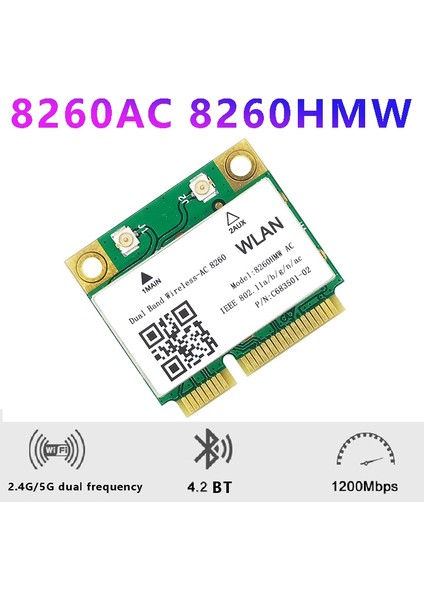 Wifi Kartı 8260AC 802.11AC 1200M Mini Pcı-E 2.4g/5g Çift Bantlı Bluetooth 4.2 Win7 Win 8 Win 10 Için (Yurt Dışından)