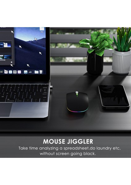 Fare Jiggler Uyku Moduna Alma Otomatik Taşıma Imleci Sanal Kablosuz Bluetooth Fare Bilgisayar Kilit Ekranı Taşıyıcısını Önler E (Yurt Dışından)