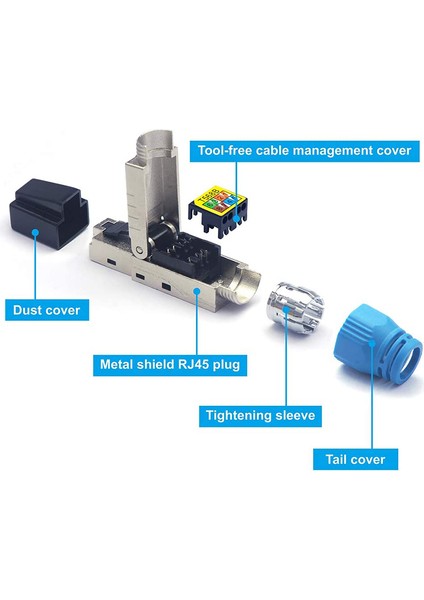 Cat8 RJ45 Konektörü Kurulum Kablosu Için Aletsiz Cat8 CAT7A Cat7 CAT6A Ağ Fişi Sahaya Hazır Korumalı 40 Gbps (Yurt Dışından) modelleri